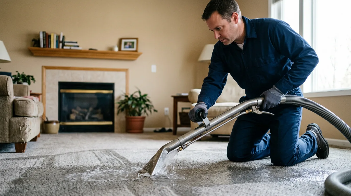 Water damage restoration technician working near Moscow, AR